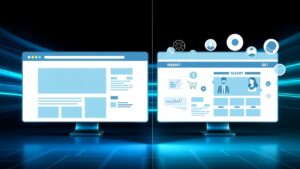 Empresário analisando os resultados de vendas em um site otimizado no notebook.