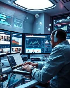 : Empreendedor analisando concorrentes no mercado digital.