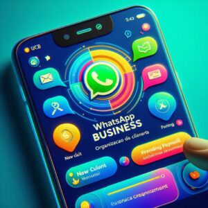 Tela de WhatsApp Business exibindo etiquetas coloridas para organização de clientes.