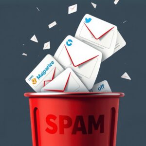 Representação visual de e-mails sendo desviados para a pasta de spam.