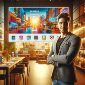 Empreendedor percebendo o impacto positivo de um site profissional.
