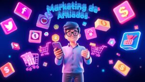 Conceito visual 3D de marketing de afiliados