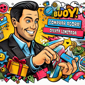 Ilustração de um cliente satisfeito realizando uma compra em um ambiente digital.