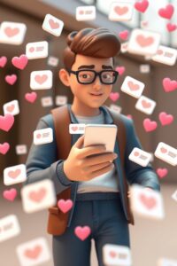 Influenciador digital interagindo com seguidores no Instagram.