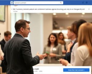 Empresário interagindo com clientes nos comentários do Facebook.