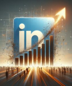 Ilustração artística representando o crescimento de empresas através do LinkedIn.