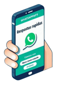 Demonstração de como configurar uma resposta rápida no WhatsApp Business.