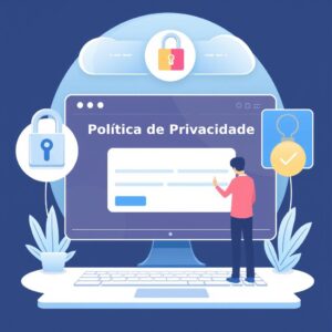 Arte representando elementos de segurança e confiança em um site.