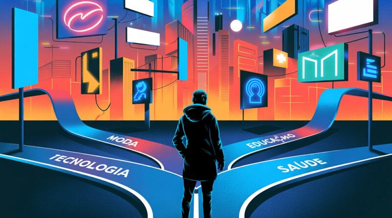 Ilustração representando a escolha de um nicho de mercado digital.