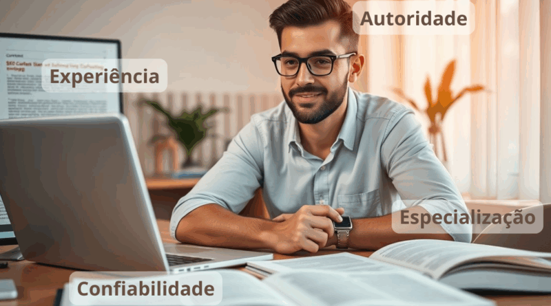Ambiente digital simbolizando a criação de conteúdo confiável com base em E-E-A-T